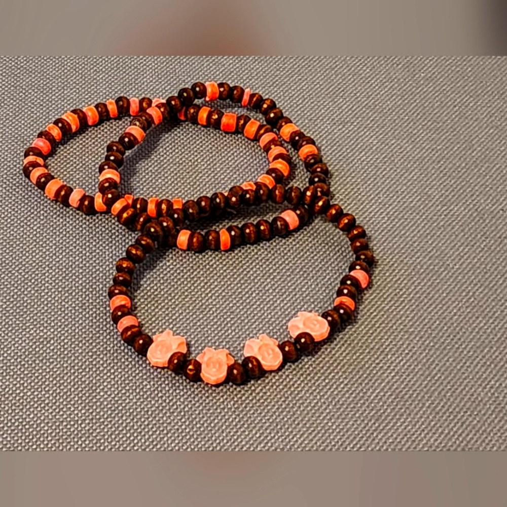 Disney inspired 3pc wood bead bracelet